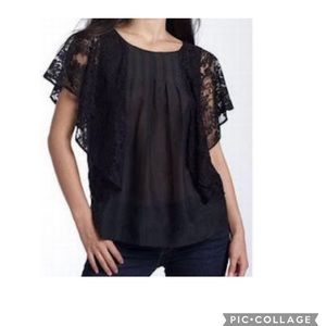 Joie Joyce Lace Sleeve Voile Top